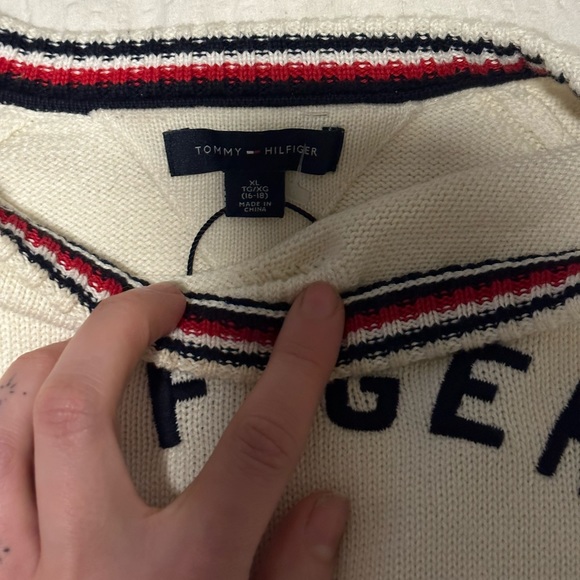 WHITE KNIT TOMMY HILFIGER VINTAGE CREWNECK XL UNISEX - Picture 4 of 10